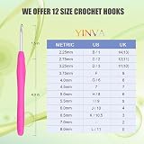 YINVA 41Pcs Crochet Hooks Set with Case Aluminum Ergonomic Soft Grip 2.0-8.0mm view 3