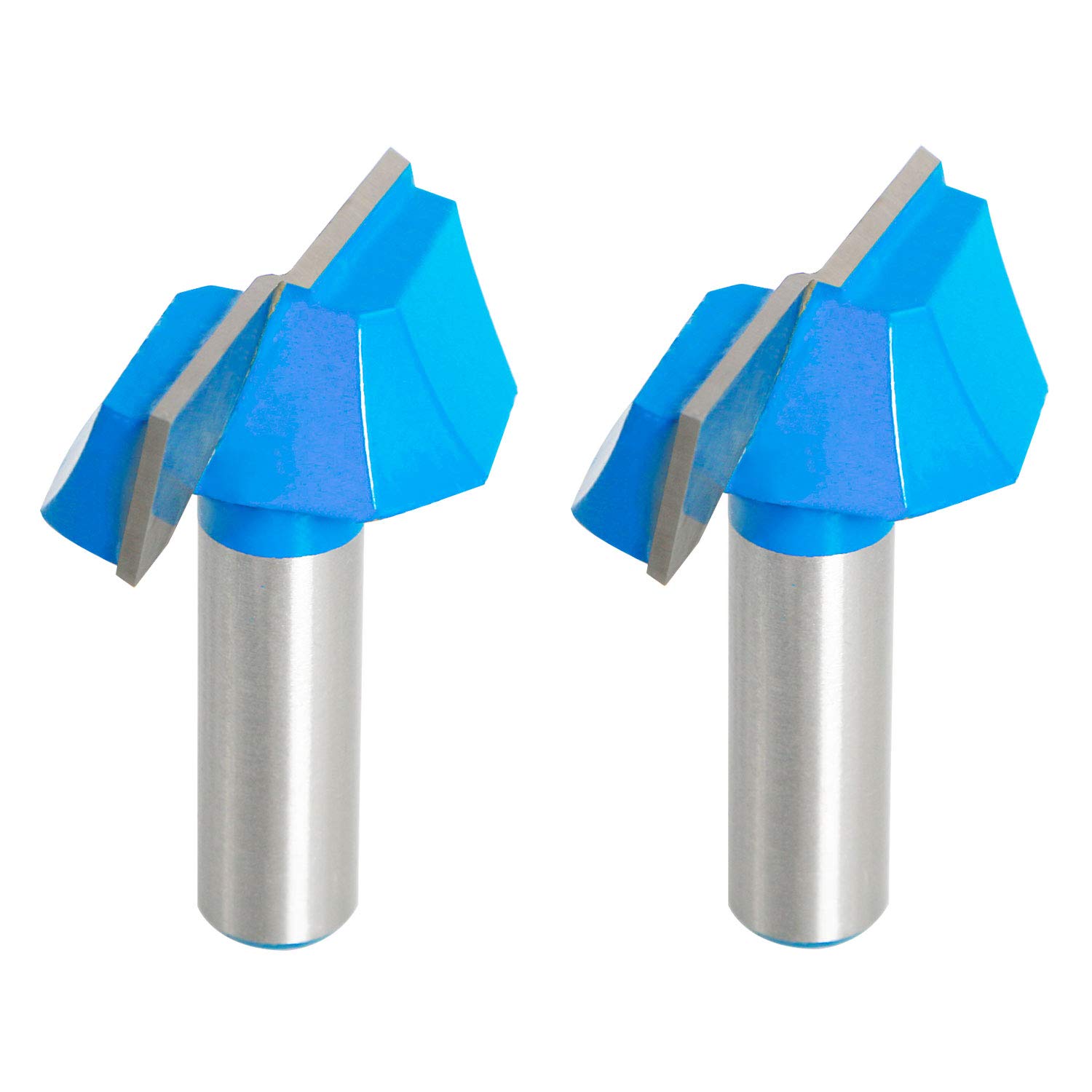 Aopin 1-3/4-Inch Dia Bottom Cleaning Router Bit 1/2-Inch Shank, Mortising Bit, Spoil Board Surfacing, Slab Flattening Woodworking Milling Cutter Carbide Tipped, Blue, Silver, 2Pcs