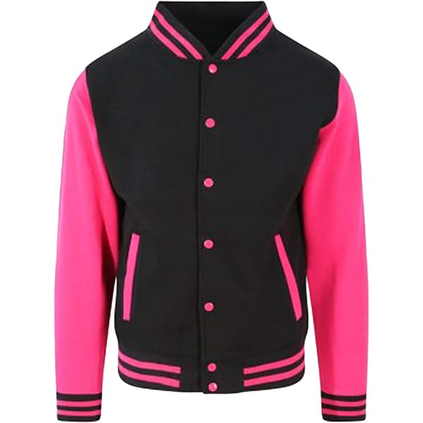 AWDis Hoods Varsity Letterman Jacket Jet Black/Sun Yellow XS at