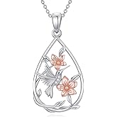 LWXIE Diamond Hummingbird Necklace for Women 925 Sterling Silver Hummingbird Pendant with Lab Grown Diamond Cute Animal Jewelry Gift for Birthday