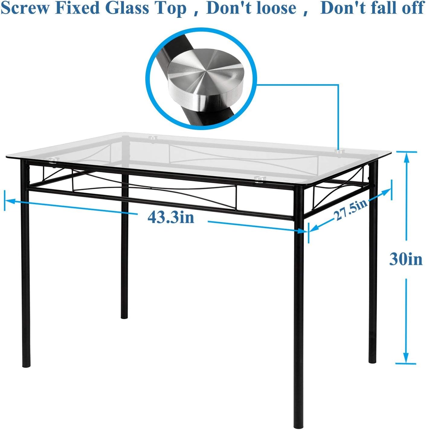 VECELO Dining Table with 4 Chairs [4 Placemats Included, Black - Table & Chair Sets