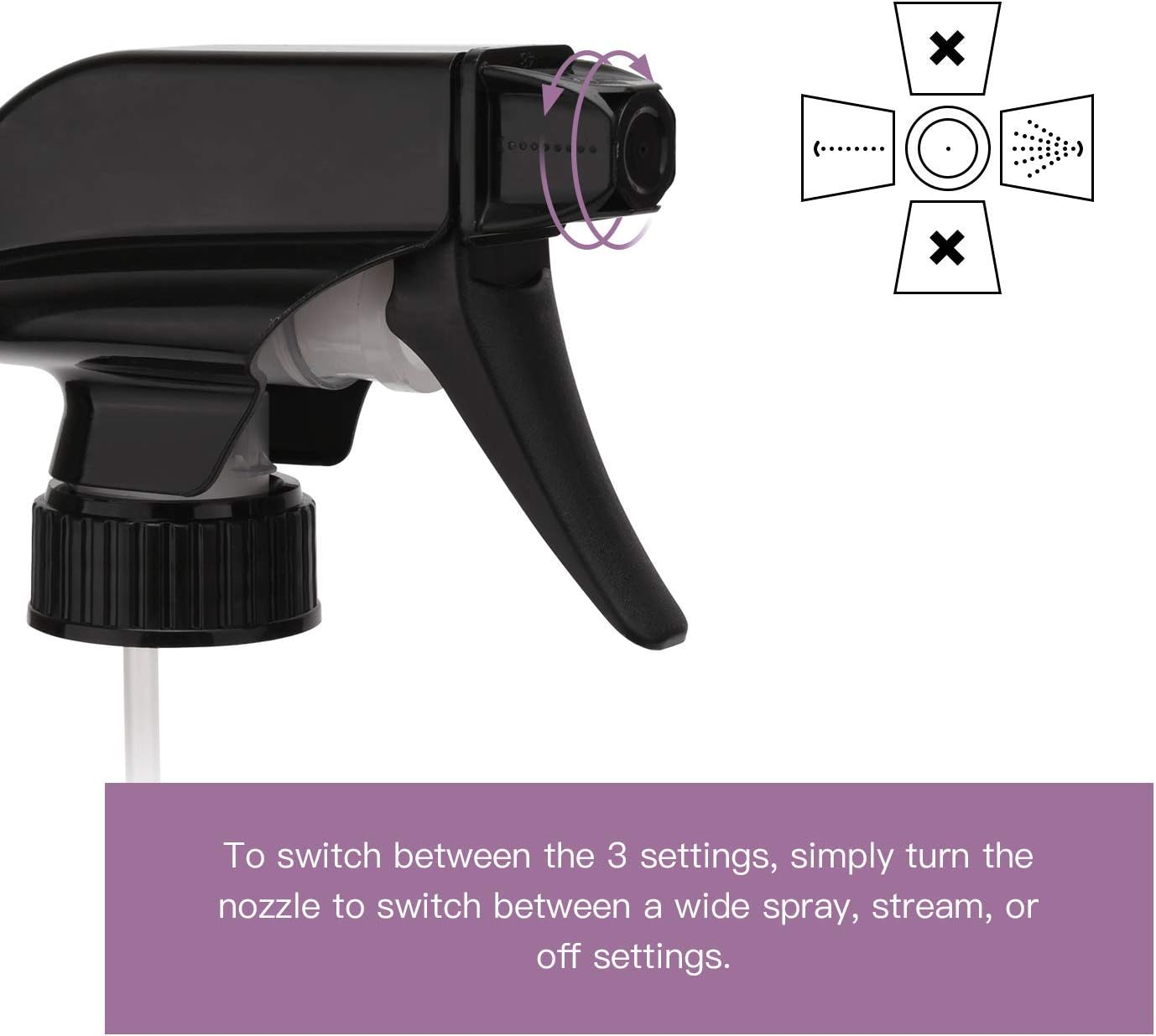 ULG 4 Pack Mist Spray & Stream Sprayer Replacement Trigger Spray Tops Fits Standard 8oz / 16oz Boston Round 28/400 Neck Bottles : Garden & Outdoor