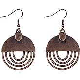 Boho Brown Drop Earrings for Women Rounds Long Tribal Dangle Earrings