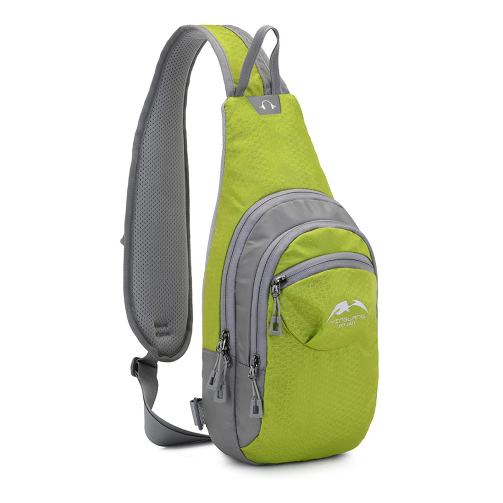 FANDARE Unisex Sling Bags Chest Shoulder Hiking Backpack Women Men Crossbody Bags Cover Pack Sport Rucksack for Travel Bicycle Sport Gym Daypacks with Earphone Hole Small Daypacks Green