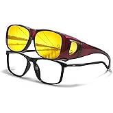 LVIOE Polarized Fit Over Night Vision Glasses for Women Men Over Glasses Wrap Around for Night Driving Glare Eyeglasses N8143