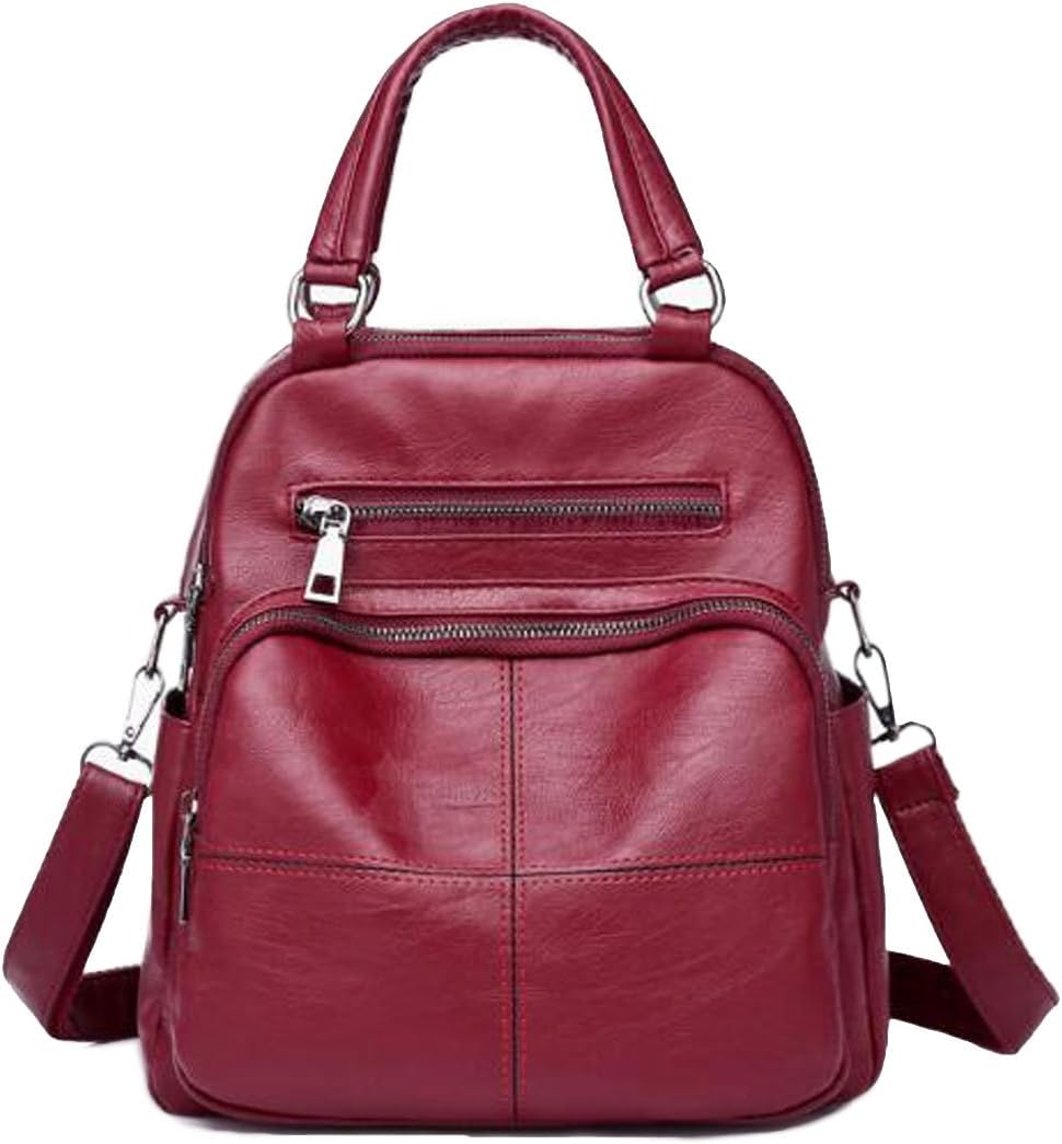 Crasy ShopPU Leather Women Fashion Backpack Girls Rucksack 3 way Large Capacity Handbag Shoulder Bags Backpack Travel School Shoulder Bags