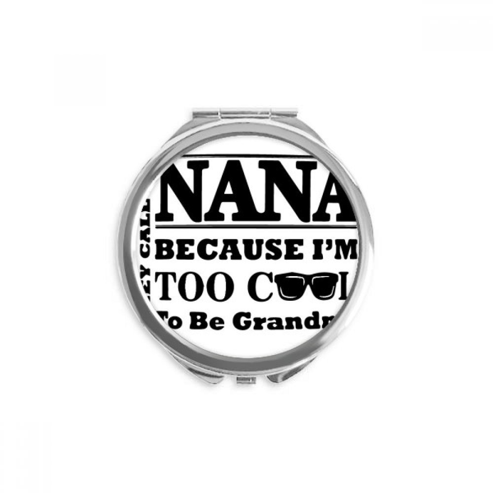 Cartoon Grandma Letters Present Best Wishes Hand Compact Mirror Round Portable Pocket Glass
