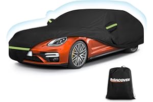 BIGACOVER Outdoor Car Cover for Porsche Panamera 2014-2025 Waterproof All Weather Heavy Duty Windproof Protection Full Car Covers with Zipper and Storage Bag