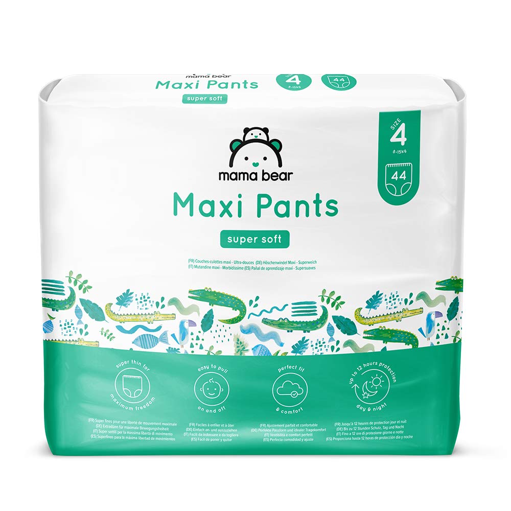 Amazon Brand - Mama Bear Super Soft Maxi Pants, Size 4 (8-15kg), 88 Count (2 Packs of 44), White