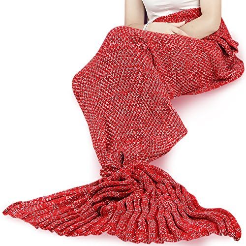 Mermaid Tail Blanket Crochet and Mermaid Blanket for adult, All Seasons Sleeping Blankets Best Gift for Girl on Birthday or Christmas