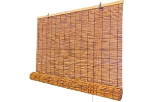 BAYUE Reed Roller Blinds, Patio Reed Blinds, Roman Roller Blinds, Porch Blackout Roller Blinds, Vintage Reed Blinds with Lift, Reed Roller Blind Privacy Protection, Easy Installation