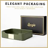 SANZIE Luxury Leather Tray with Metal Decor Green 8.4 x 5.7 x 2 in view 3