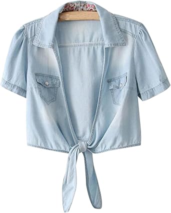 women's denim crop top