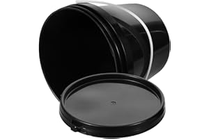 Veemoon Paint Bucket with Lid and Handle, Black Plastic 5 Gallon Round Container for Outdoor Paint Storage