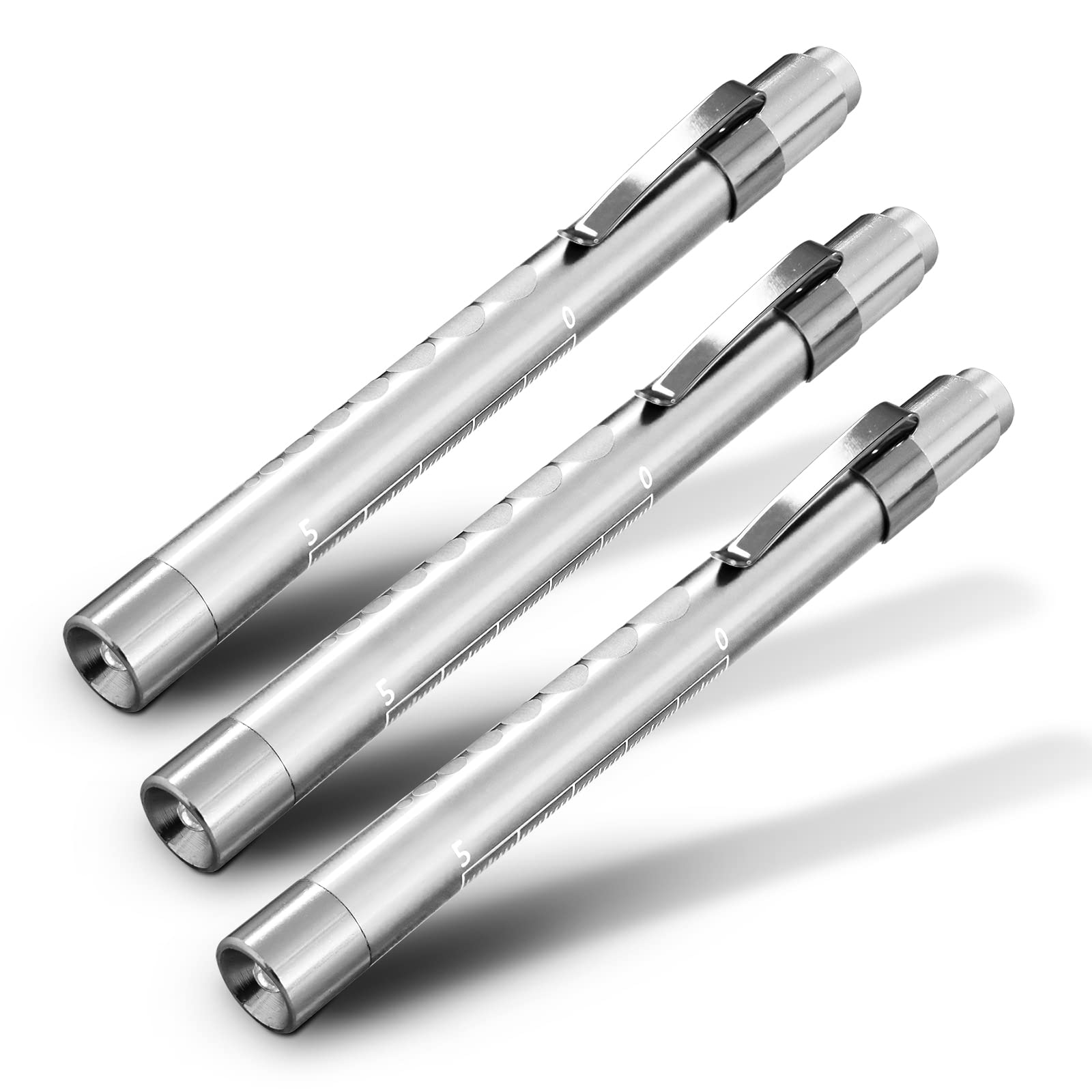 RE-GEN Doctors Nurses Reusable Aluminium LED Pen Light Diagnostics Inspection Penlight Pocket Torch Flashlight (3, Silver)