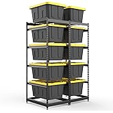 27 Gallon Tote Storage Rack, Heavy-Duty Storage Bin Rack Organizer, 5-Tier Standing Storage Bin Shelves, 250 lb Capacity, Max