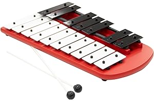 Basic Beat BB117A 17-Note Chromatic Glockenspiel for Kids - Durable with Piano-Key Coloring, Safety-Designed Bars, Sturdy Wooden Frame, and 2 Mallets Included