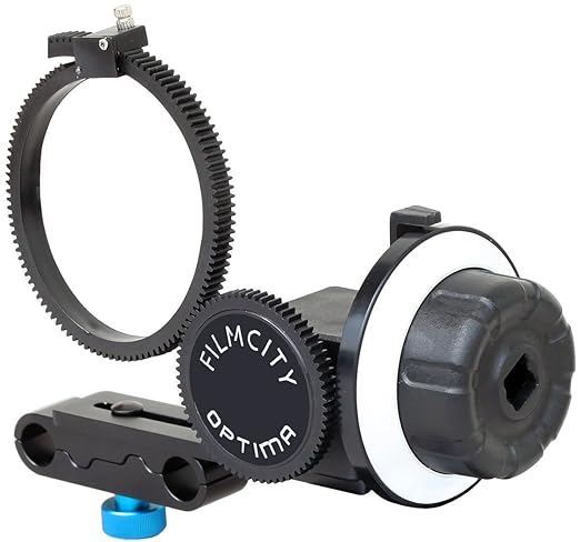 Filmcity Optima Follow Focus | Flexible Gear Ring Belt for 15mm Rail Rod Video Camera Lens Rig (FC-OP)