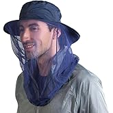 Fishing Hat Sun Protection Hat Mosquito Head Net for Outdoors Bucket Hat with Hidden Net Mesh