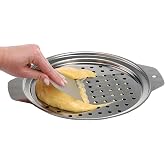 KEISSCO Stainless Steel Spaetzle Maker Lid with Scraper Traditional German Egg Noodle Maker Pan Pot Spaghetti Strainer