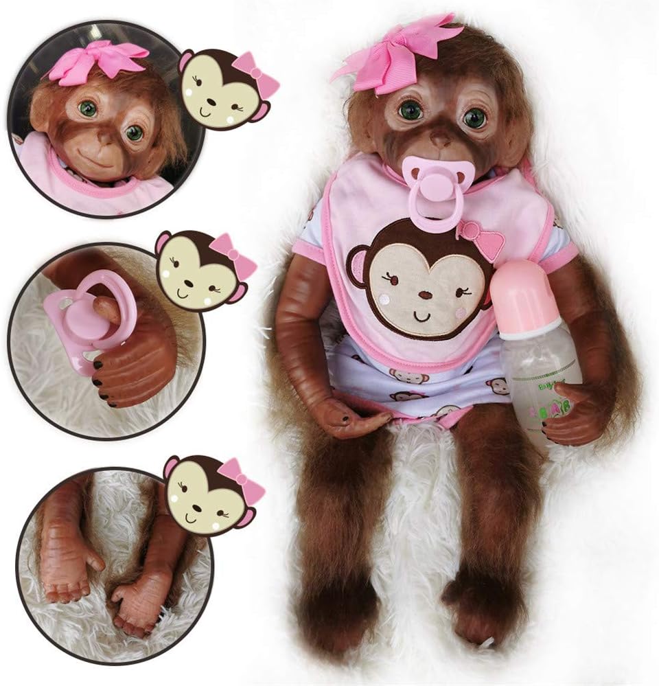 Prezzo Crrs 20 Pollici Reborn Baby Dolls Handmade Newborn Baby Monkey Morbido Silicone Vinile Realistico Reborn Doll Miglior Regalo per Natale per Bambini Offerte