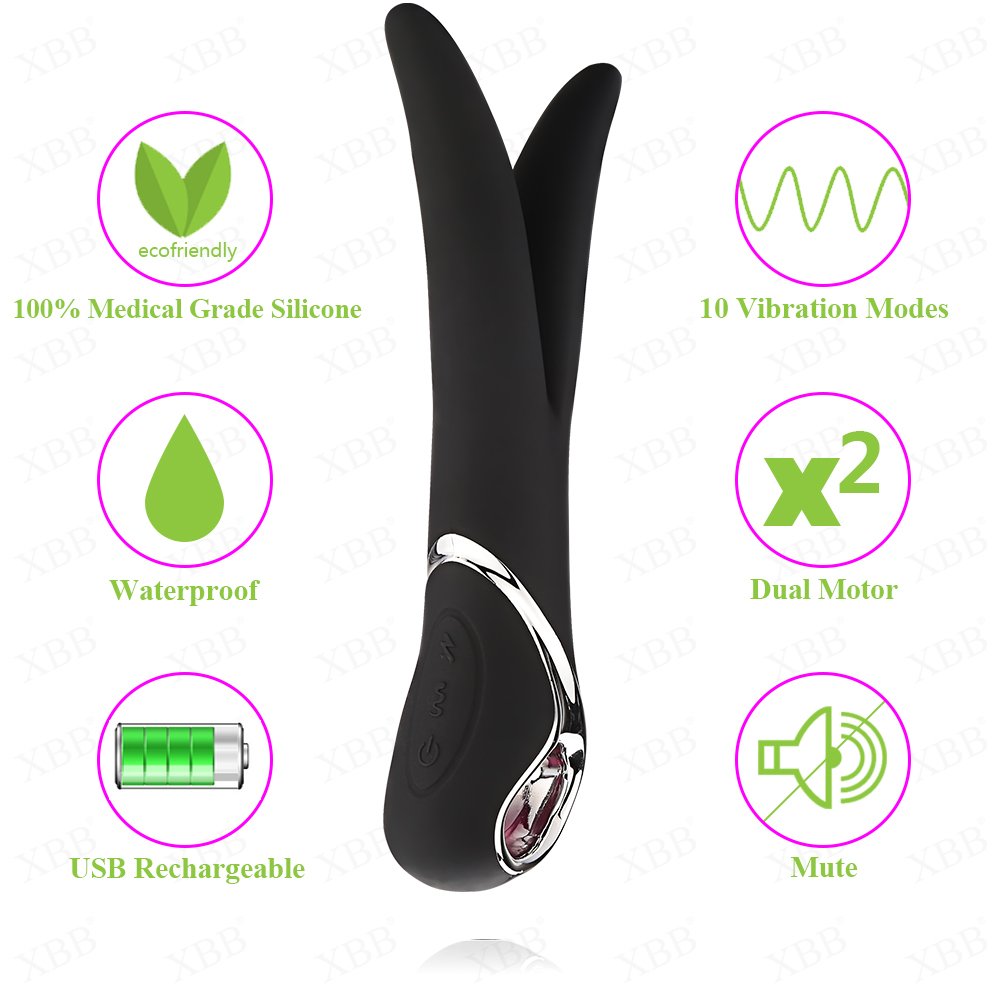 XBB Rechargeable Multifunctional Silicone Vibrator 10 Speeds with Orgasm Mode G Spot Stimulator Prostate Anal Personal Massager(Black)