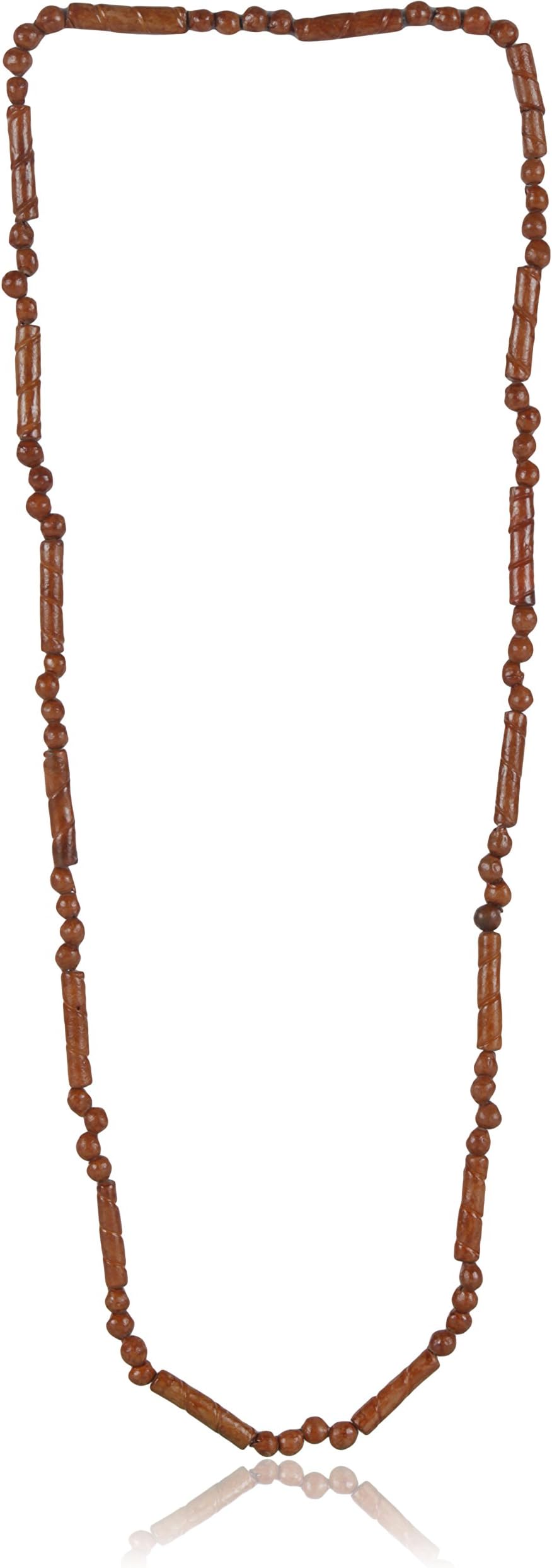 Paystar Brown Fabric and Wood Strand Necklace for Women (P007)