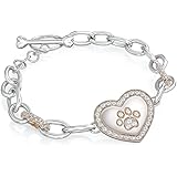 The Bradford Exchange 'Dog Lover's' Crystal Engraved Bracelet With A Paw Print In A Heart,18-Carat Gold-Plated Accents, And Over 100 Crystals Exclusively Available From