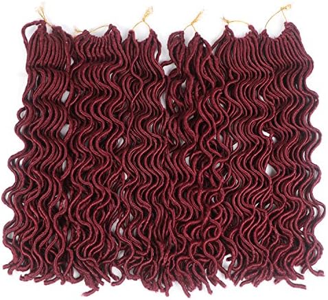 20inch 7Packs 700g 24Roots/pack Faux Locs Crochet Hair Crochet Braids Curly Hair Extentions for women ((7 packs/lot) 20'', Burgundy#)