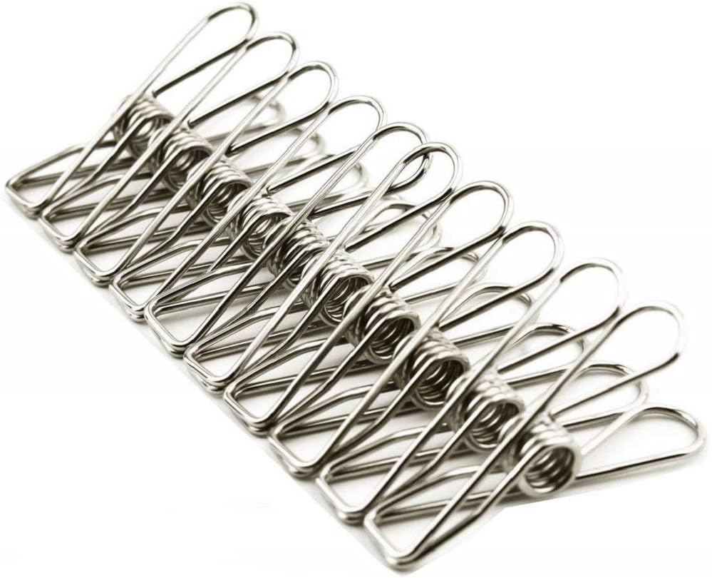 Clothes Pins 40 Pack Stainless Steel Clothesline Clips 2.2" ClothesPins Outdoor Indoor Laundry Drying Piece Clothesline Pins for Home and Office Fastener