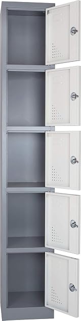 The Workplace Depot 5 Door Heavy Duty Locker Grey White 1800x300x300mm view 5