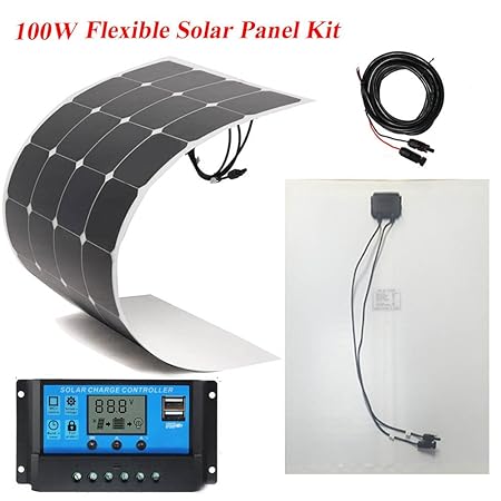 Brillihood 100 W flexible Solarmodule, einschließlich 20 A 12 V/24 V LCD-Steuerung für Boote, Wohwagen, Zuhause oder netzfern