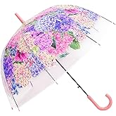 Chesoon Clear Flower Umbrella Automatic Opened Transparent Windproof Ladies Elegant Rain Umbrella for Wedding Party