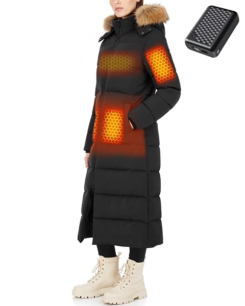 WOMEN HEATED JACKET BATTERY PACK INCLUDED 12V GRAPHENE ELECTRIC USB HOODIE VEST WINTER WARM THERMAL INSULATED PARKAS WINDBREAKER PUFFER DOWN CASUAL LONG HEAVY LADY COAT 2025 EXTREMELY COLD WEATHER