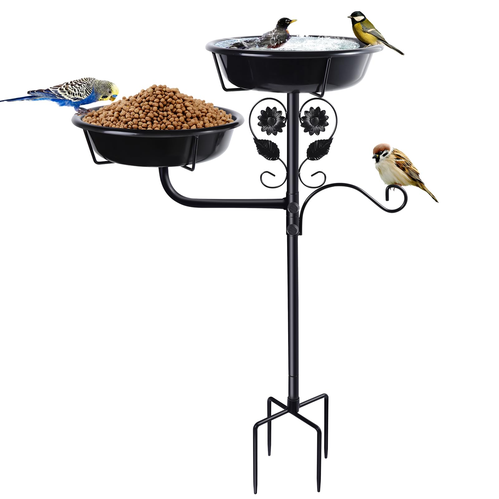 Photo 1 of 32.7 Inch Metal Bird Bath for Outside, Double Bowls Bird Baths for Outdoors, Freestanding Birdbaths for Outdoors Garden Decor, Bird Feeders Stand for Outdoors with Metal Stake,Garden Decor for Outside