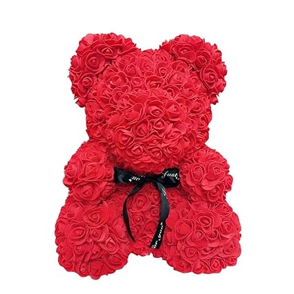 Soulitem Ours Rose40 Cm De Mousse Rose De Coeur Damour De Fleur De Simulation Dours De Rose Pour La Noce