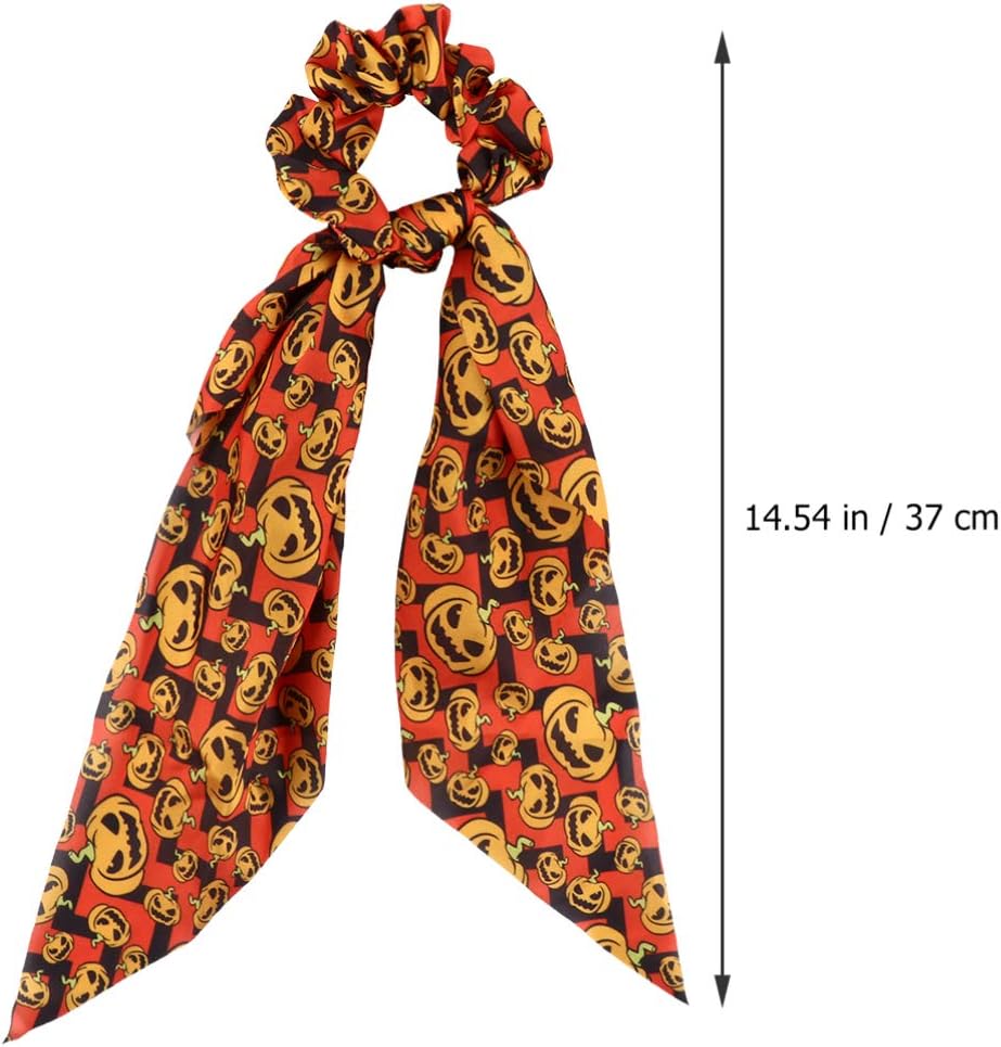 Lurrose 2Pcs Halloween Hair Scrunchies Chiffon Hair Scrunchies Bowknot Ponytail Holder for Women Girls Party - Image 4