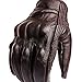 Full Finger Leather Motorcycle Gloves Touchscreen Goat Skin Brown Motorbike Riding Gloves (L, Brown,Non-Perforated)