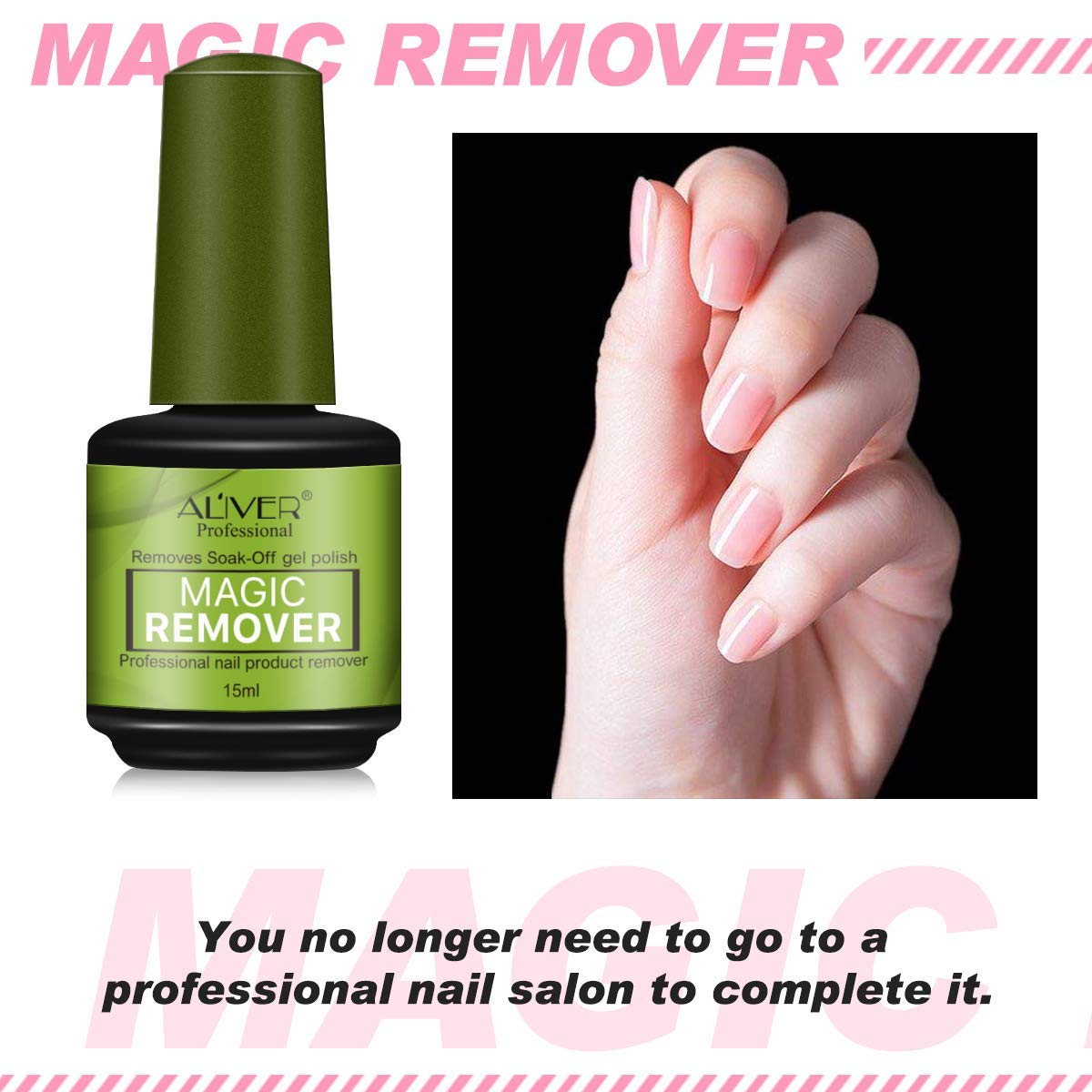 3 Pack Magic Nail Polish Remover, Quick & Easy Remove Gel Nail Polish Within 3-5 Minutes, No Need For Foil, Soaking or Wrapping, For Natural, Gel, Acrylic, Sculptured Nails : Beauty