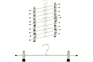 Mawa by Reston Lloyd Non-Slip Space-Saving Clothes Hanger for Pants & Skirts with Two Extra Large Clips, 15 3/4 inch, Style K