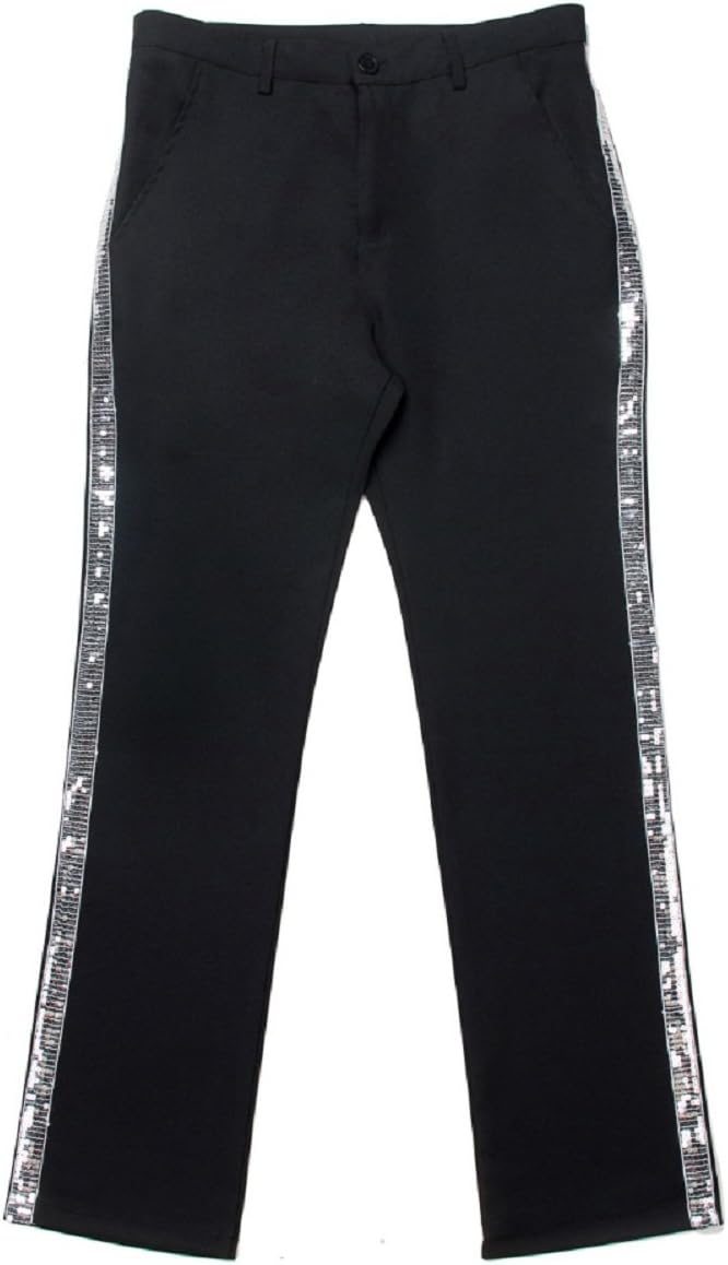 Xfang Adult Holiday Party Dance Pants Golden Stripe Trousers