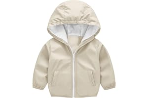 Boys Girls Rain Jacket Kids Zip Up Hooded Windbreaker Waterproof Outerwear Raincoats Fall Winter Outdoor Coat