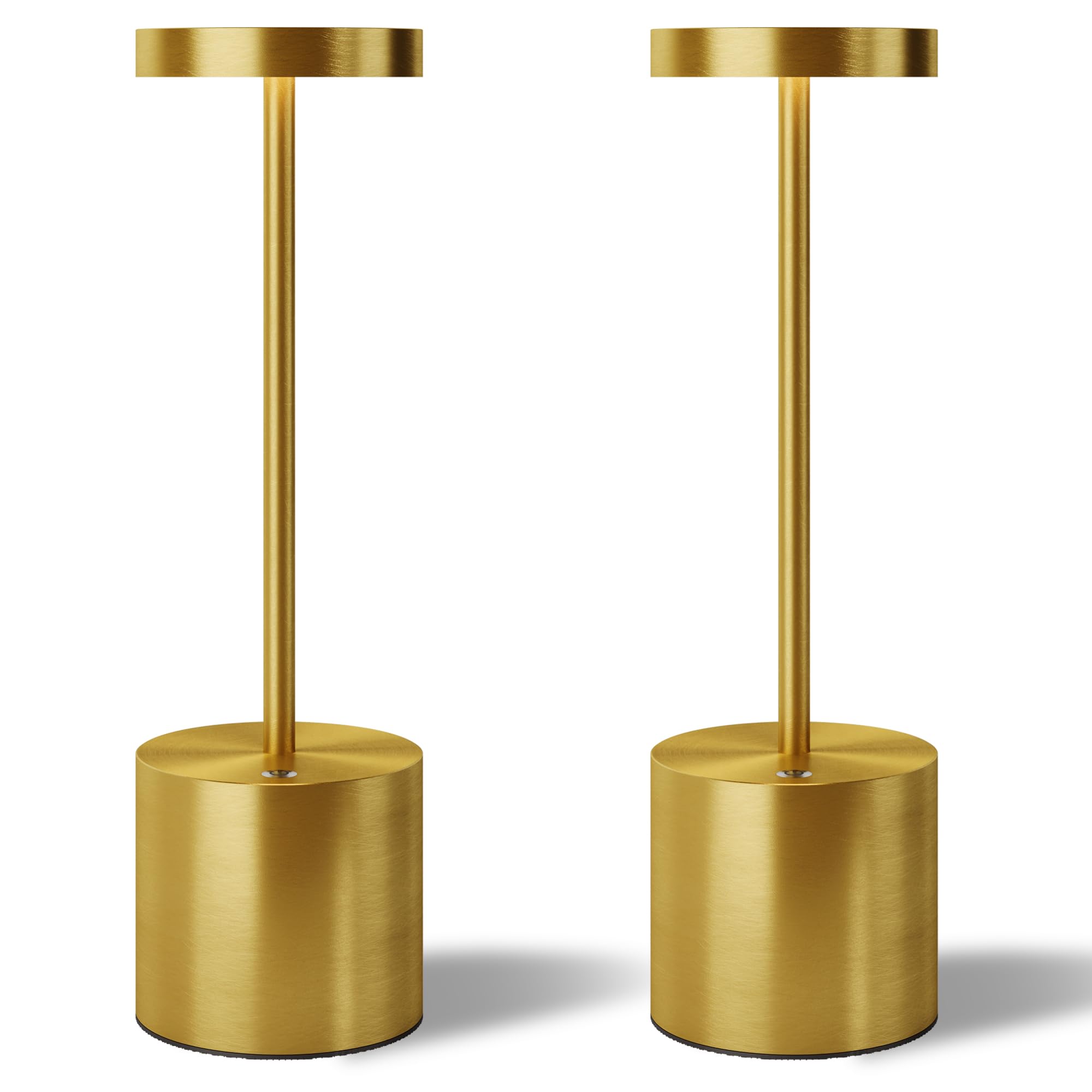 TBBGA LED Cordless Table Lamps Set of 2,5000 mAh Rechargeable Table lamp,3 Color Stepless Dimming Portable Outdoor Table Lamp,Table Light for Party/Restaurant/Cafe/Patio.(Gold) Image