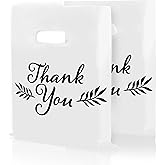 Houseables Thank You Merchandise Bags, Retail Shopping Goodie Bag, 16" x 18", 100 Pk, 1.75 Mil Thick, Black, White, Die Cut Handles, Tear-Resistant, 100% Recyclable, Plastic, Low Density, Glossy