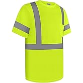 Uno Mejor High Visibility Shirts for Men Class 3 Hi Vis Reflective Safety ConstrUCRtion Shirts for Men Women, Short Sleeve Work Shirts, Meet ANSI, Durable & Breathable, UCR-Yellow L