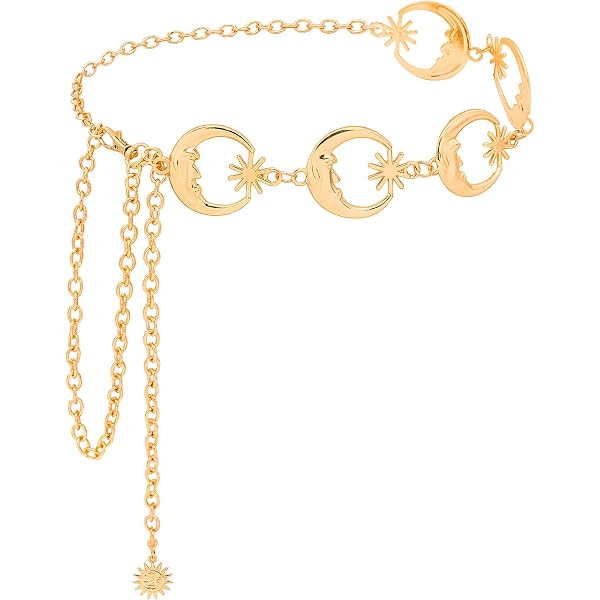 2366 Women\'s Metal Waist Chain Gold Silver Chunky Belts For Dresses (round Amazon.com: Gold Metal Chain Belt, Waist Chains for Women  main image 2