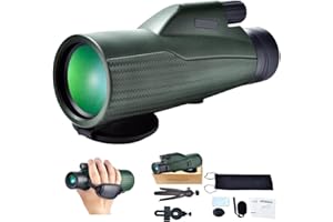 POCNSEN 10X50 Monocular Telescope with Phone Adapter & Tripod High Power Monoculars for Adults Low Night Vision HD Monocular Scope for Bird Watching Hunting Hiking Concert Travelling
