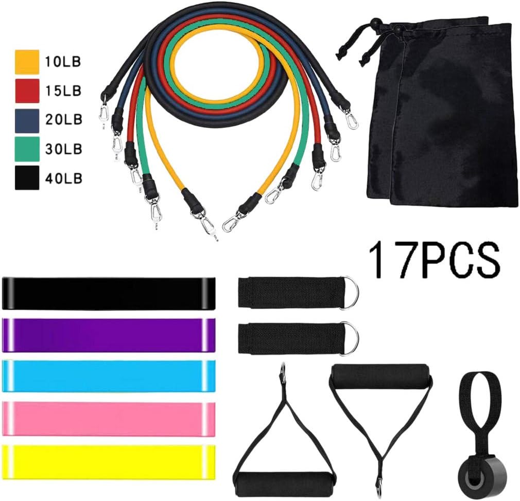 Landscap 12pcs / 14 pcs /17pcs Resistance Bands Set Exercise Bands,Home Workouts Fitness Resistance Bands Elastic