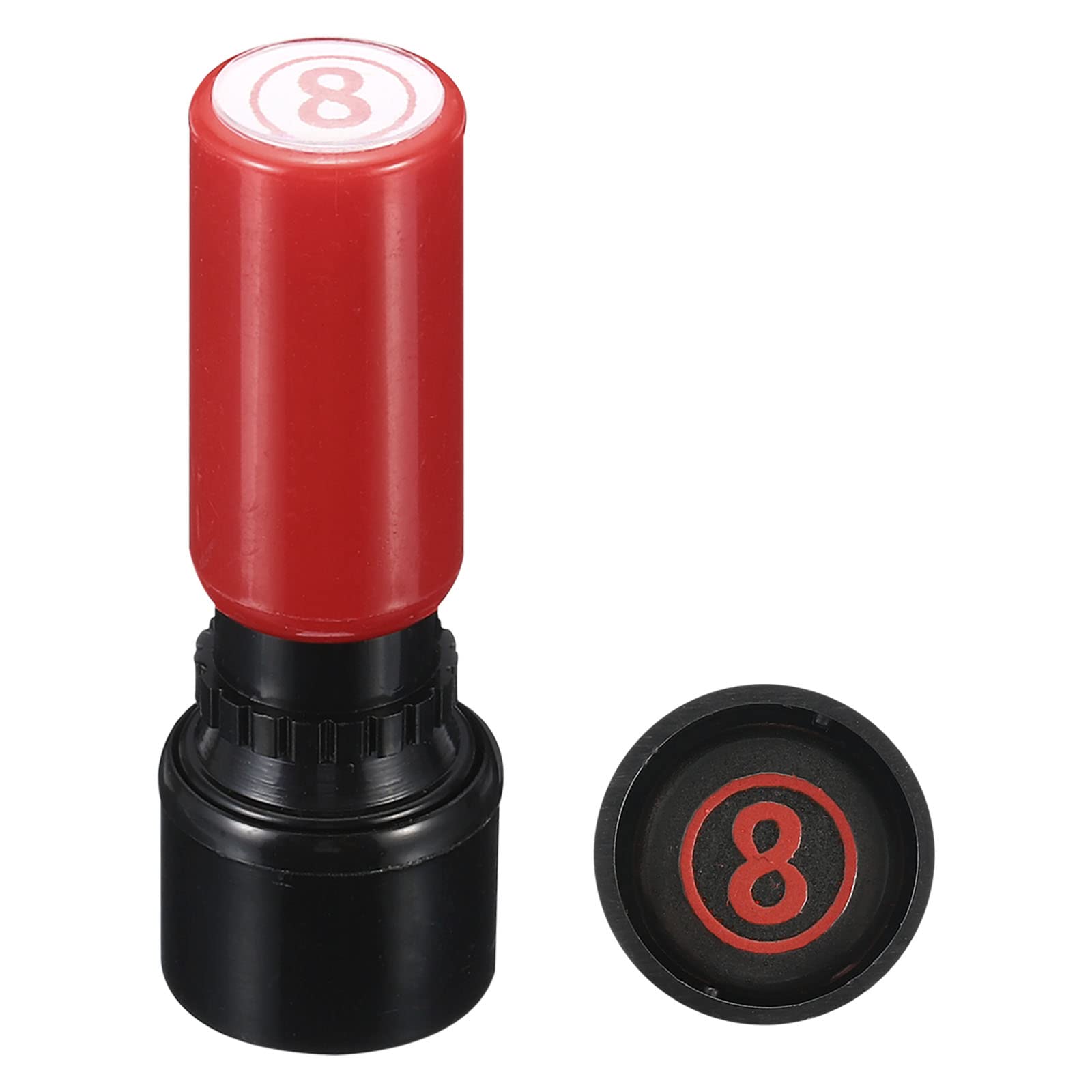 PATIKIL Number Stamps Self Inking, Numeral 8 7mm Number Ink Stamp with Circle Teacher Initial Stamper for Class Notebook Scrapbooking DIY Craft, Red Shell