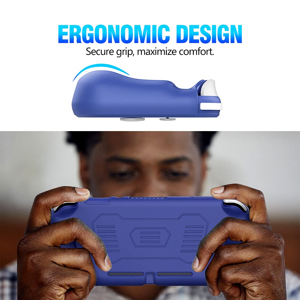 MoKo Protective Case for Switch Lite, Silicone Soft Grip Cover Case, Kids Friendly Ergonomic Grip Case Cover Shell Anti-Collision Non-Slip Shockproof Case Compatible with Switch Lite - Blue